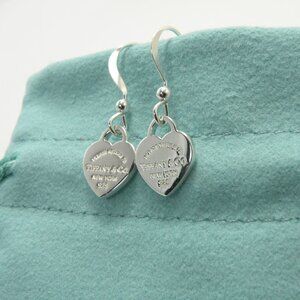 NEW Mini Heart Hook Earrings Return to Tiffany & Co Solid 925 Sterling Silver